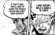 Sanji after deflecting Kizaru's attack (Image via Eiichiro Oda/Shueisha)